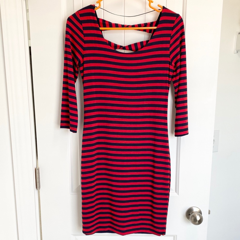 *NWT* Super Cute Fitted Red/Navy Striped Dress